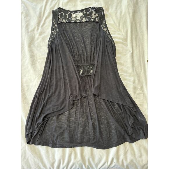 Decree Black Open Front Cardigan with Lace Details - Women’s Medium - Picture 1 of 4